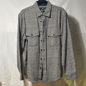 Banana Republic Black and White Plaid Casual Button Down Shirt